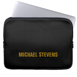 Black Gold Colour Professional Add Name Laptop Sleeve