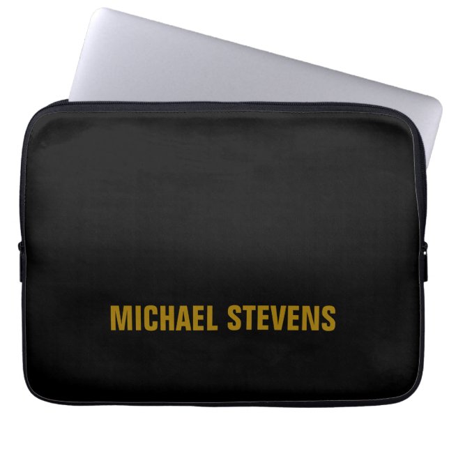 Black Gold Colour Professional Add Name Laptop Sleeve (Front)