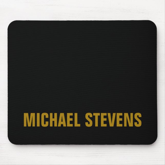 Black Gold Colour Professional Add Name Mouse Mat (Front)