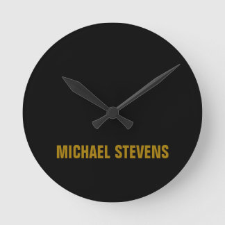 Black Gold Colour Professional Add Name Round Clock