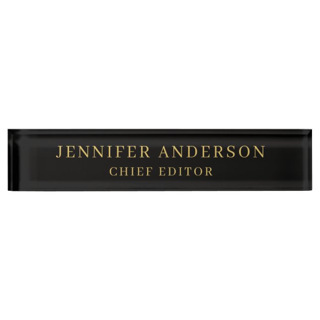 Black & Gold Colour Professional Modern Plain Nameplate (Front)