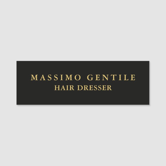 Black Gold Colour Professional Trendy Name Tag (Front)