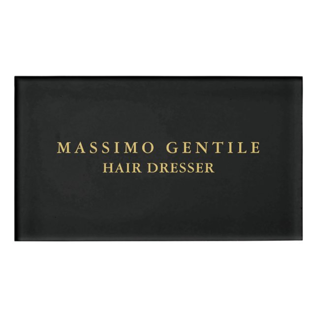 Black Gold Colour Professional Trendy Name Tag (Front)