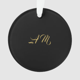 Black Gold Colours Monogram Initial Calligraphy Ornament