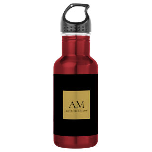 Black Gold Colours Monogram Initial Letter Name 532 Ml Water Bottle