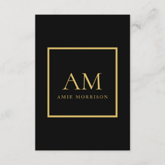 Black Gold Colours Monogram Initial Letter Name Enclosure Card