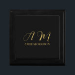 Black Gold Colours Monogram Initial Letter Name Gift Box<br><div class="desc">Represent yourself with this modern,  elegant design. This template can be customised to meet all professional occupations.</div>