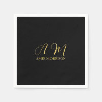 Black Gold Colours Monogram Initial Letter Name