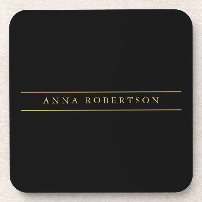 Black Gold Colours Professional Chic Minimalist Coaster (Front)