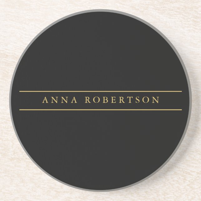 Black Gold Colours Professional Chic Minimalist Coaster (Front)