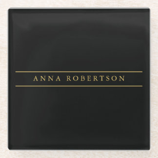 Black Gold Colours Professional Chic Minimalist Glass Coaster
