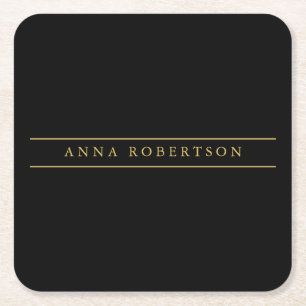 Black Gold Colours Professional Chic Minimalist Square Paper Coaster