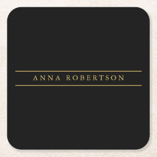 Black Gold Colours Professional Chic Minimalist Square Paper Coaster