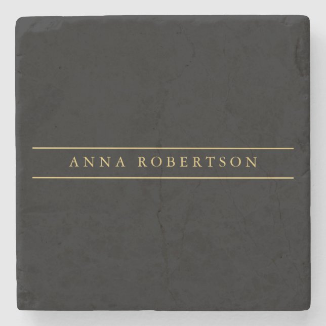 Black Gold Colours Professional Chic Minimalist Stone Coaster (Front)