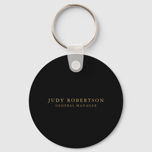 Black Gold Colours Professional Minimalist Name Key Ring (Front)