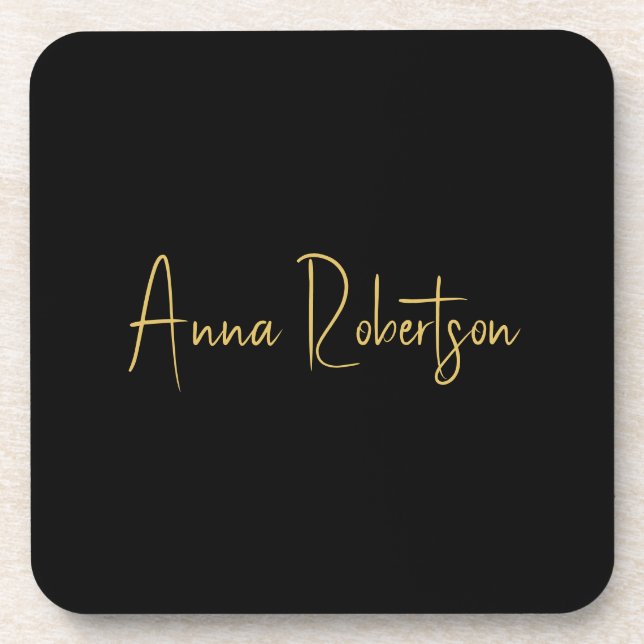 Black Gold Colours Professional Trendy Calligraphy Coaster (Front)