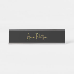 Black Gold Colours Professional Trendy Calligraphy Desk Name Plate