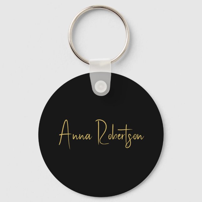 Black Gold Colours Professional Trendy Calligraphy Key Ring (Front)
