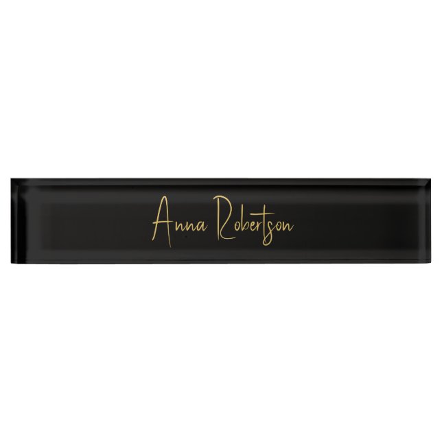 Black Gold Colours Professional Trendy Calligraphy Nameplate (Front)