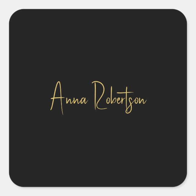 Black Gold Colours Professional Trendy Calligraphy Square Sticker (Front)