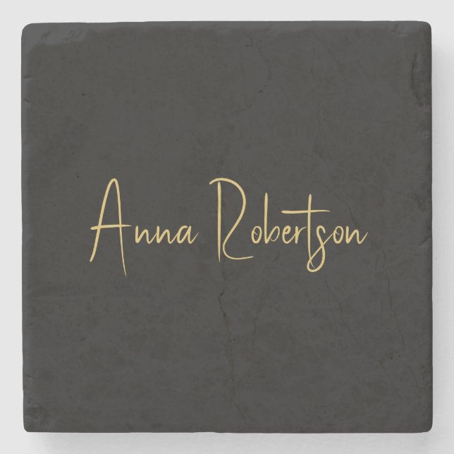 Black Gold Colours Professional Trendy Calligraphy Stone Coaster (Front)