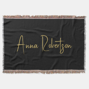 Black Gold Colours Professional Trendy Calligraphy Throw Blanket