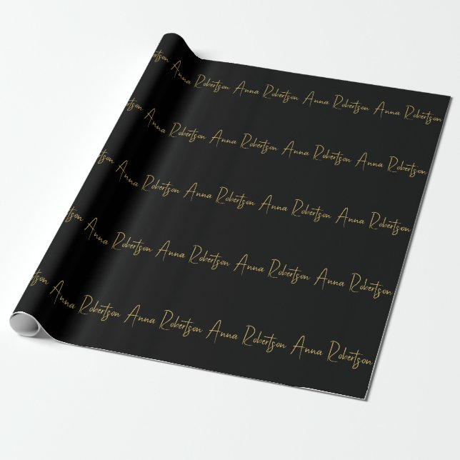 Black Gold Colours Professional Trendy Calligraphy Wrapping Paper (Unrolled)