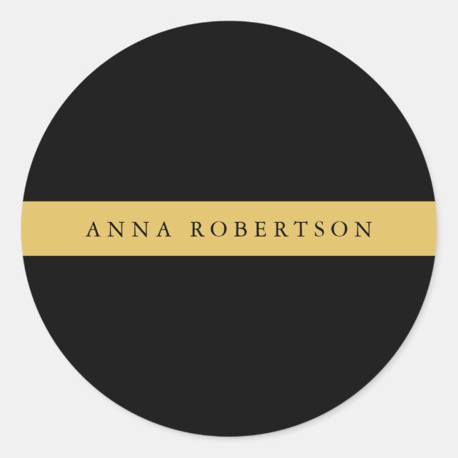 Black Gold Colours Professional Trendy Minimalist Classic Round Sticker (Front)