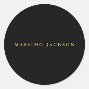 Black Gold Colours Professional Trendy Minimalist Classic Round Sticker