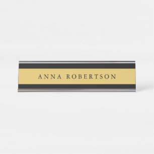 Black Gold Colours Professional Trendy Minimalist Desk Name Plate