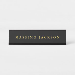 Black Gold Colours Professional Trendy Minimalist Desk Name Plate