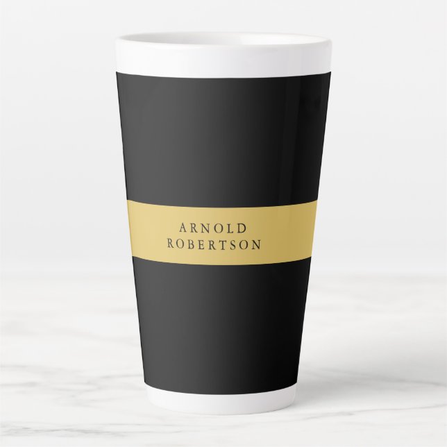Black Gold Colours Professional Trendy Minimalist Latte Mug (Front)
