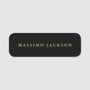 Black Gold Colours Professional Trendy Minimalist Name Tag