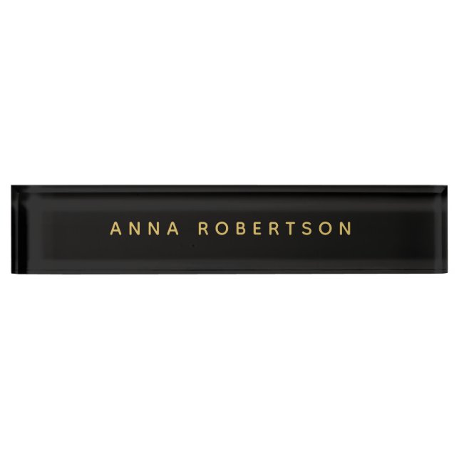 Black Gold Colours Professional Trendy Minimalist Nameplate (Front)