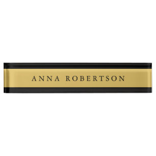 Black Gold Colours Professional Trendy Minimalist Nameplate