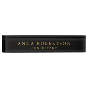 Black Gold Colours Professional Trendy Minimalist Nameplate