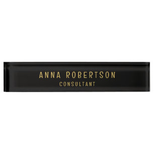 Black Gold Colours Professional Trendy Minimalist Nameplate
