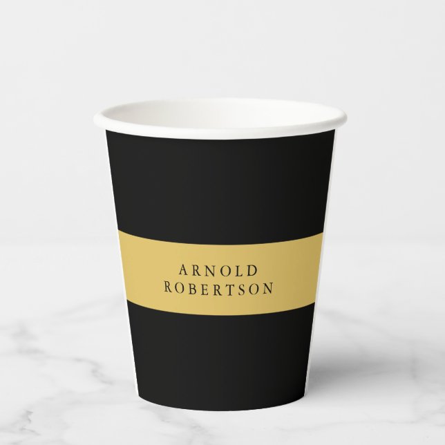 Black Gold Colours Professional Trendy Minimalist Paper Cups (Front)