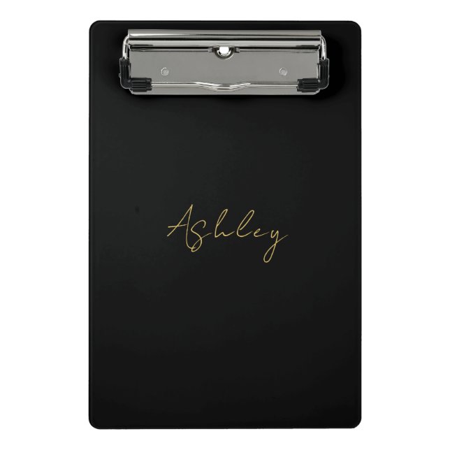 Black Gold Colours Professional Trendy Modern Name Mini Clipboard (Front)