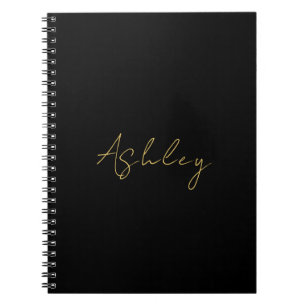Black Gold Colours Professional Trendy Modern Name Notebook