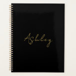 Black Gold Colours Professional Trendy Modern Name Planner<br><div class="desc">Represent yourself with this modern,  elegant design. This template can be customised to meet all professional occupations.</div>