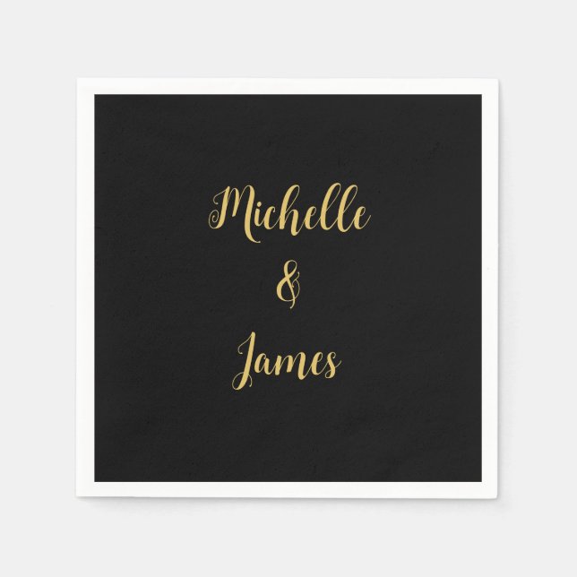 Black & Gold Colours Professional Trendy Modern Napkin (Front)