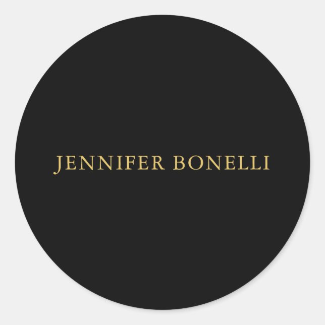 Black Gold Colours Professional Trendy Modern Plai Classic Round Sticker (Front)