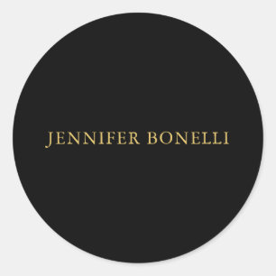 Black Gold Colours Professional Trendy Modern Plai Classic Round Sticker