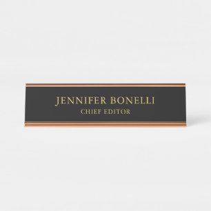 Black Gold Colours Professional Trendy Modern Plai Desk Name Plate