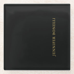 Black Gold Colours Professional Trendy Modern Plai Glass Coaster