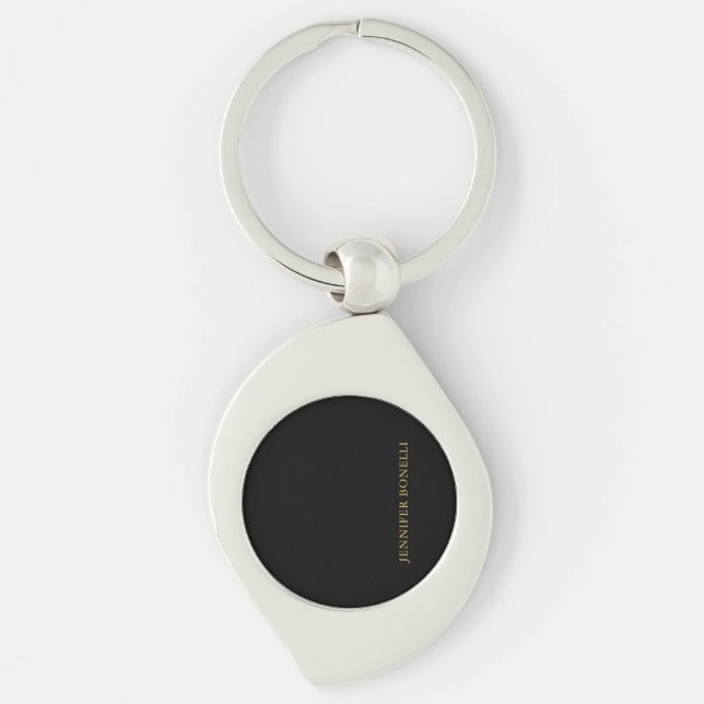 Black Gold Colours Professional Trendy Modern Plai Key Ring (Front)