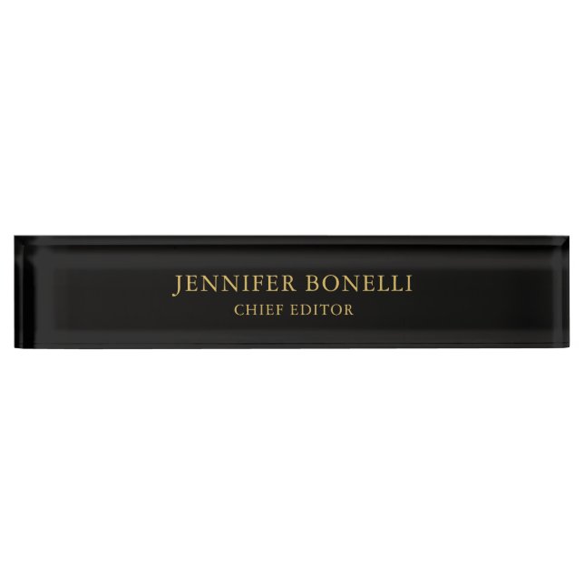 Black Gold Colours Professional Trendy Modern Plai Nameplate (Front)