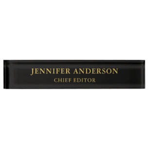 Black Gold Colours Professional Trendy Modern Plai Nameplate