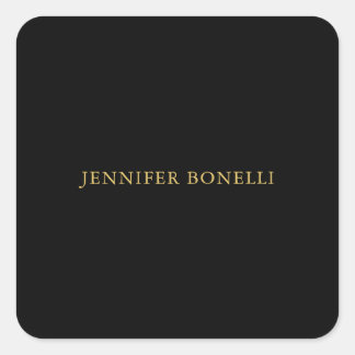 Black Gold Colours Professional Trendy Modern Plai Square Sticker